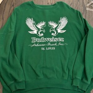 Budweiser Green Crewneck Sweatshirt with White Eagle Logo